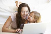 Mom and Girl reading